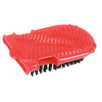 piros műanyag lóvakarókesztyű