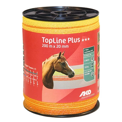 TopLine Plus villanypásztor szalag, 200 m x 20 mm, sárga/narancs