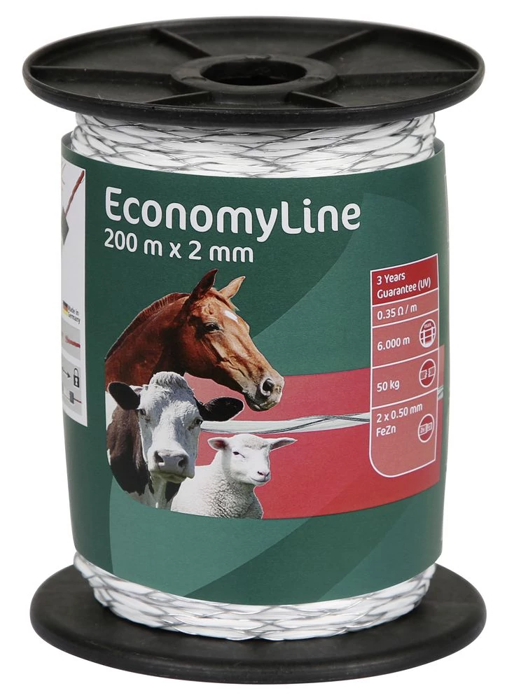 Economyline villanypásztor vezeték kereszt csévélt, 200 m, fehér 