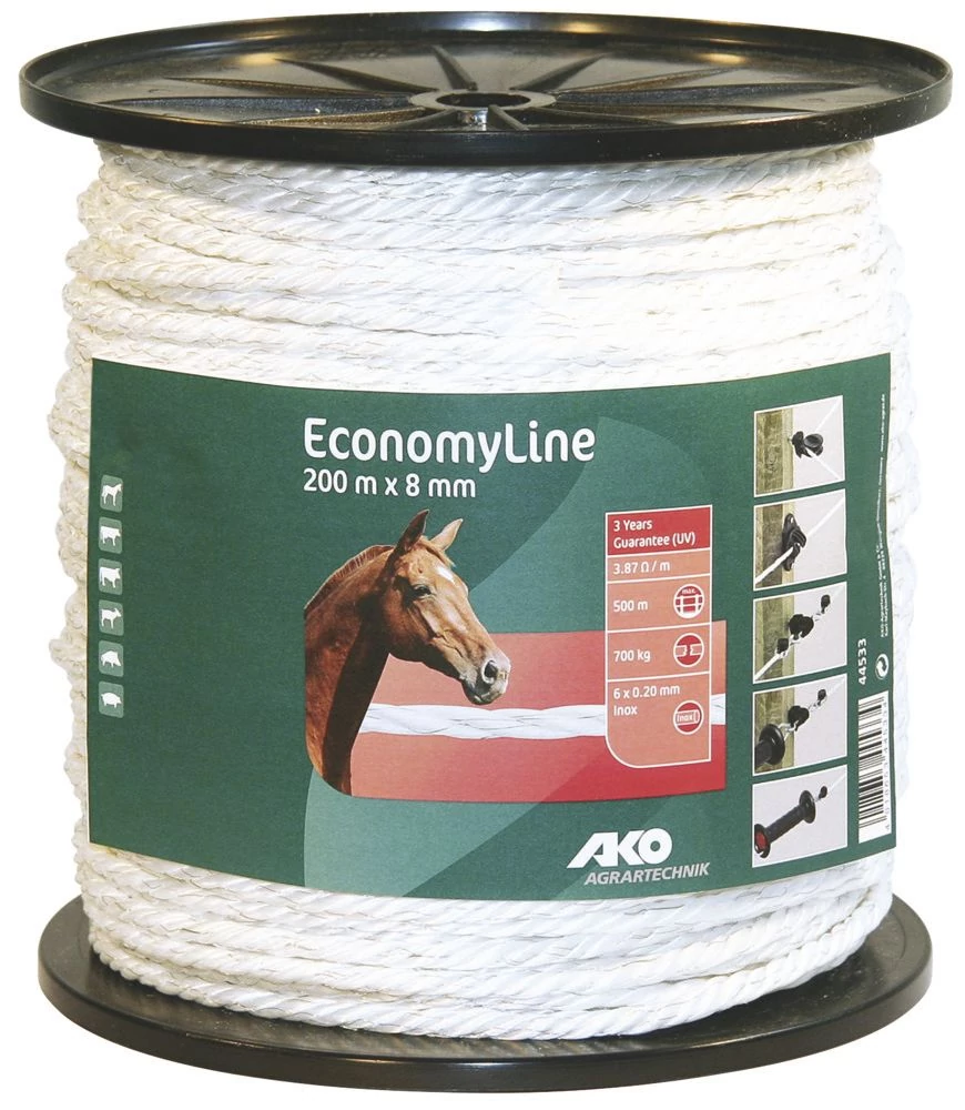 Economyline  villanypásztor kötél 200 m , fehér