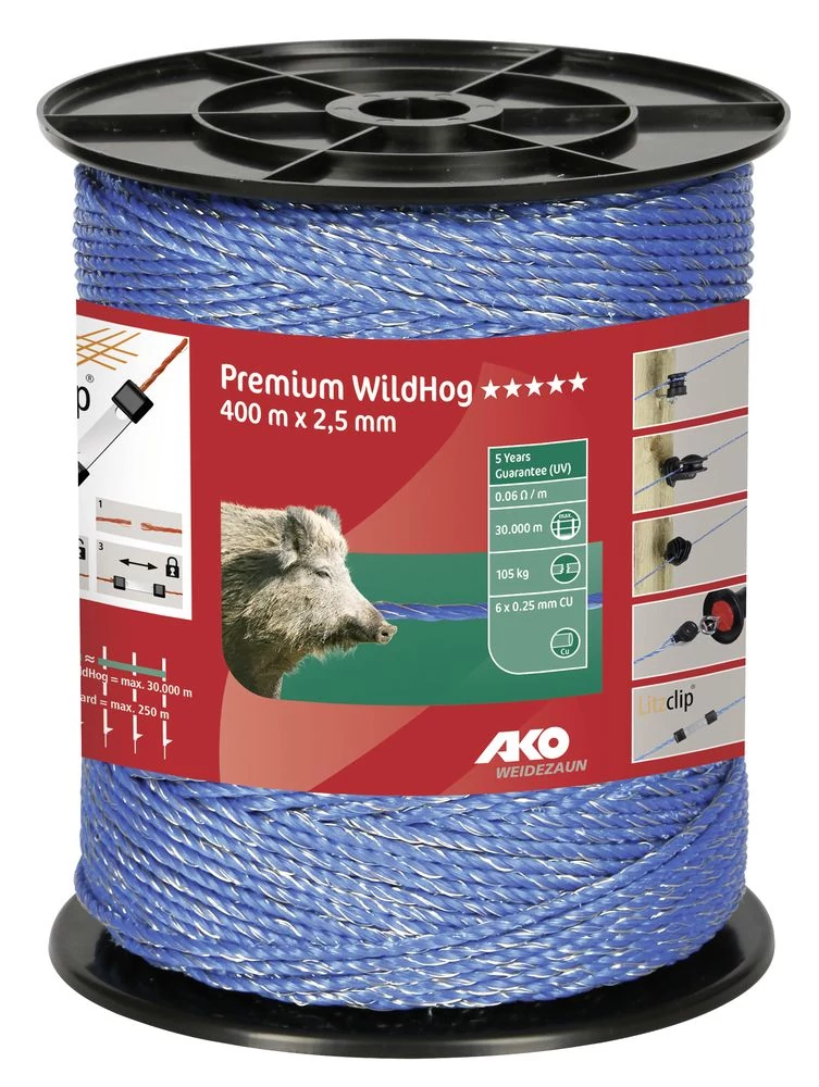 Prémium WildHog villanypásztor vezeték 400 m, kék