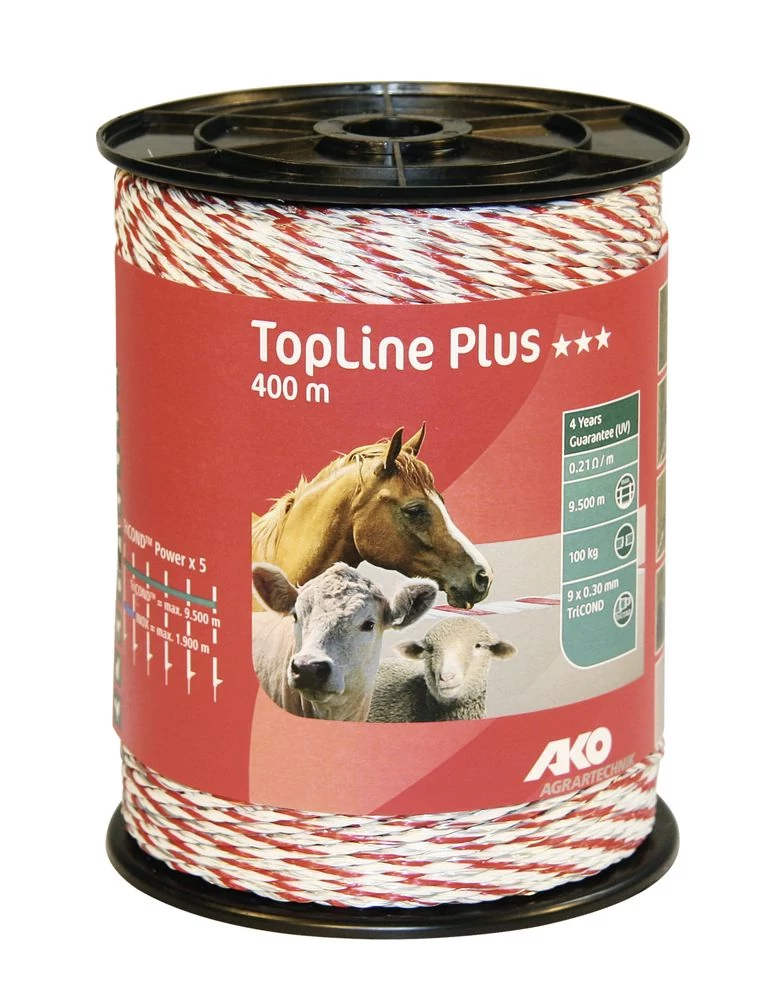 Topline Plus villanypásztor vezeték 400 m , fehér/vörös